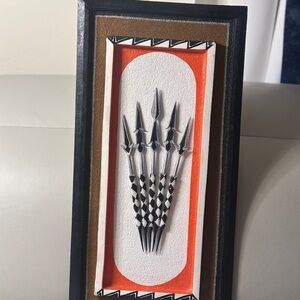 Abstract Spear Wall Art in Black, White, and Orange